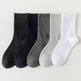 Men's Socks Sports Medium Tube Men College Style Solid Color Autumn And Winter Cotton Black White Stockings Versatile