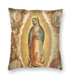 CushionDecorative Pillow Retro Virgin Of Guadalupe Mary Cushion Cover 45x45cm Home Decor 3D Printing Mexico Catholic Saint Throw 4055104