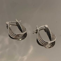 Stud Ventfill Retro Punk 925 Womens Printed Earrings Creative Twisted and Wrapped Geometry Handmade Party Silver Jewellery Q240507