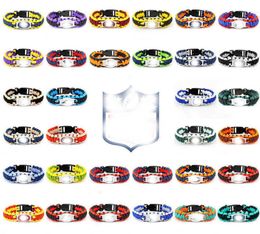 whole 10pcslot Style 1 Woven Bracelet Outdoors Customize Football Team Parachute Cord Necklace Bangles DIY Jewelry pendant Ch4341786