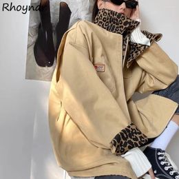 Women's Jackets Leopard Women Korean Fashion Streetwear Spring Girls Cool Retro Loose Double Wear Designed All-match Casual Cozy