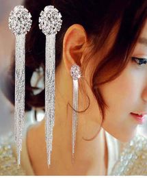 Dangle Chandelier Trendy Long Tassel Crytal Party Drop Earrings For Women Silver Color Female Fashion Jewlery Shinning Luxury Ha6135043