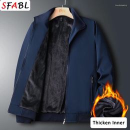 Men's Jackets Autumn Winter Jacket Men Fleece Lined Casual Business Office Dress Coat Solid Colour Thick Warm Parka L-3XL