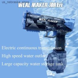 Sand Play Water Fun Fully automatic continuous shooting electric water gun summer new childrens large capacity swimming pool toy Q240408