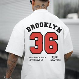 Fashion Brooklyn 36 T-Shirt Men Summer Cotton Tops Tees Casual Short Sleeve Clothing Vintage Streetwear Harajuku y2K T-Shirt 240418