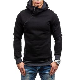 Men039s Hoodies Sweatshirts Casual Solid Mens Diagonal Zipper Long Sleeve Hoodie Men Hoody Pullover Sweatshirt Hooded Sweat H6903517