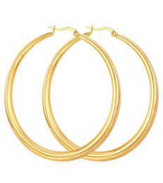 Real 18K Gold Silver Plated Big Hoop Earrings for Women Large Stainless Steel Round Circle Hoops Earring Lightweight No Fade Color1460406