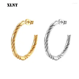 Hoop Earrings Trendy Geometric Twisted Thick Fashion Gold Colour Big Round Circle For Women Punk Hiphop Jewellery Gift
