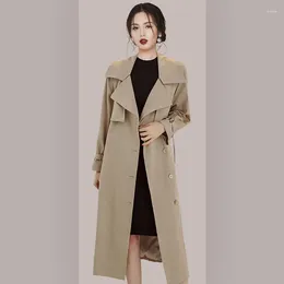 Women's Trench Coats YIGELILA Brand 2024 Style Fashion Khaki Coat Mid Length Autumn Thin Knee Women Jacket