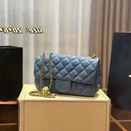 Crossbody Designer Bag Matelasse Hardware Ball 20cm Real Leather Crush Flap Gold Pearl Metal Handbag Mini Chain Women Shoulder Classic Xqdk