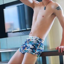 Underpants Youth Sexy Underwear Men's Fashion Cotton Print For Young People Aro Pants Home Boxer Shorts Casual Bottom Lingerie