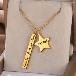 Pendant Necklaces 'She Is Beautiful Like A Star' Arabic Necklace Stainless Steel Quote Girlfriend Gifts Female Accessories