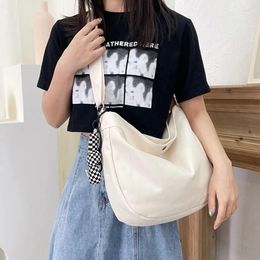 Evening Bags Casual Canvas Crossbody For Girls Large Capacity Japanese Harajuku Shoulder Bag Simple Solid Colour Hobos Schoolbag Student