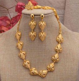 24K Dubai Gold Jewellery Sets For Women African Bridal Wedding Gifts party Necklace Hearth Earrings Ring Bracelet jewellery set8485056