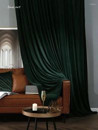 Curtain American Dark Green Curtains For Living Room Bedroom Velvet Full Blackout Nordic Minimalist Bay Window