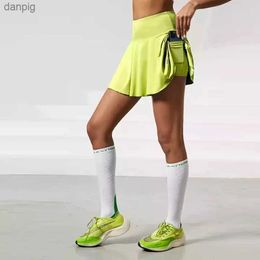 Skirts Women High Waist Sports Tennis Short Skirt Fitness Gym Leggings Skorts Athletic Running Workout Pleated Skirts With Pocket Y240508