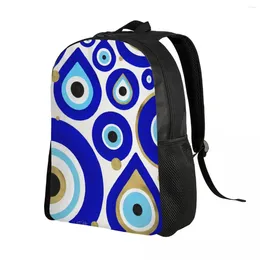 Backpack Customized Evil Eye Charms On White Women Men Casual Bookbag For College School Moroccan Nazar Bags