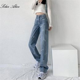 Women's Jeans 2024 Summer Women's Printing Wide-Leg High-Waist Show High And Thin Drape Mopping Casual Pants