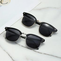 Sunglasses Classic Retro Rice Nail Half Frame Fashion Color Film Reflective Glasses Flat