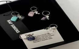 21ss Raf Simons natural agate stone gem crystal R letter Dangle Pendant Earrings Fashion Street hip hop accessories8530337