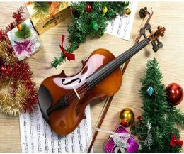 Christmas Gift Acoustic Violin 44 Full Size with Case and Bow Rosin Natural8560825