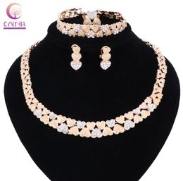 Women Bridal Gift Nigerian Wedding African Beads Jewellery Set Fashion Dubai Gold Crystal Heartshaped Jewellery Set Costume Design8016270