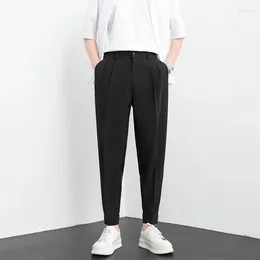 Men's Pants Spring Fashion White Casual Solid Color Slim Harem Youth Korean Style Business Suit Trousers