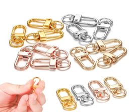 10pcslot 12x33mm Rotating Dog Buckle Gold Rhodium Metal Lobster Clasps Hooks For DIY Jewellery Making Key Ring Chain Accessories2852196