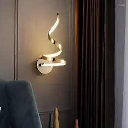 Wall Lamp LED Spiral Modern Decor Sconce For Bedroom Bedside Study Home Indoor Background Decorative Lustre Illumination Lights