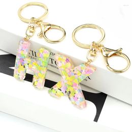 Keychains Fashion 26 Letters Shiny Heart Sequins Resin Keychain A To Z Letter Sweet Key Ring For Women Handbag Keys Pendant Creative Gift