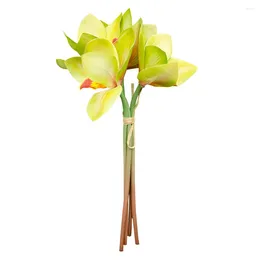 Decorative Flowers 4pcs Artificial Orchid Flower Wedding Party Fake Table Centerpiece Silk Cloth White