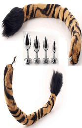 Detachable Horse Tail Anal Plug Long Faux Fur Tail Butt Plug Stainless Steel Anal Toys For Gay Men Adult Cosplay Sex Products X0406000932