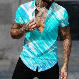 Men's Casual Shirts Casual Hawaiian Shirt Fashion Short Slve Shirt for Men Y2k Sporty Tops Lines Art Harajuku Strtwear Cosy Men Clothing Y240506