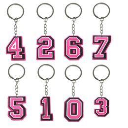 Keychains Lanyards Pink Number Keychain For Classroom Prizes Key Chain Party Favors Gift Birthday Christmas Keyring Suitable Schoolbag Otwz2