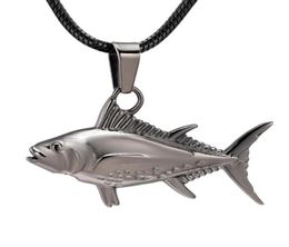 IJD10929 Stainless Steel Gun Color Fish Pendant for Ashes Urn Cremation Necklace Memorial Keepsake Pendant for Pets Human Jewelry71831547