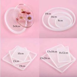 Jewelry Tray Round Square Coaster Sile Mold Cup Tray DIY UV Epoxy Resin Casting Mold Home Decoration Pressed Flower Handmade Crafts