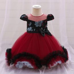 Girl Dresses Bow Baby Girls Dress Halloween Costume Tulle Flower 1st Baptism Birthday Party Princess Kids For Wedding Evening Gown