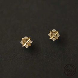Stud S925 Sterling Silver Plated 14k Gold Earrings Suitable for Womens Diamond Zirconia Cross Flower Temperature New Jewellery Q240507