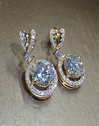 Bowknot 18K Rose Gold Diamond Dangle Earring Original 925 sterling silver Jewellery Party Wedding Drop Earrings for Women Bridal5713358