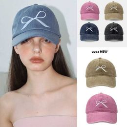 Ball Caps Korean Niche Designer Bow Embroidered Baseball Caps Unisex 2024 Spring and Summer Travel Sunscreen Casual Womens Hats Gorra T240508