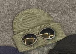 2023 Two Lens Glasses Goggles Beanies Men Knitted Hats Skull Caps Outdoor Women Winter Beanie Black Grey Bonnet Gorros3122191