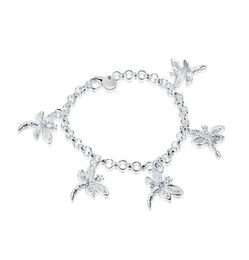 Five Dragonfly Bracelet sterling silver plated bracelet Brand new men and women 925 silver bracelet SPB0928195146