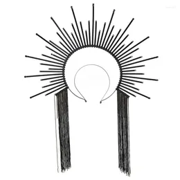 Party Supplies Q0KE Halos Spiked Tiaras Headband Women Costume Black Headpiece Gothics Hair Accessories