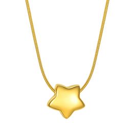 Loli Girls Stainless Steel Star Pendant Necklace Snake Chain Gold-Plated Fashion Bling 18inch 1621