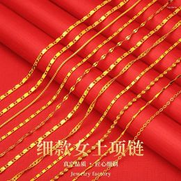 Chains Plated Real 999 Gold 18k Necklace Colourful Fashion Water Ripple Bamboo Link Bone Chain Fine Women's 24k For GIF