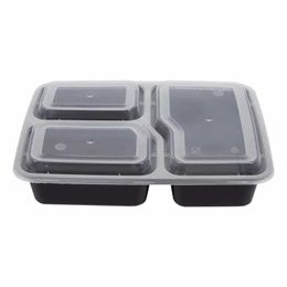 Disposable Dinnerware Plastic reusable lunch box meal food preparation 3 microwave containers home Q240507