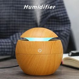 Woodgrain Vase Humidifier USB Car Office Home Colour Night Light Super Silent Holiday Gift for Friends 240508