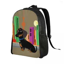 Backpack Customized Colorful Dachshund Badger Men Women Basic Bookbag For College School Wiener Sausage Dog Bags