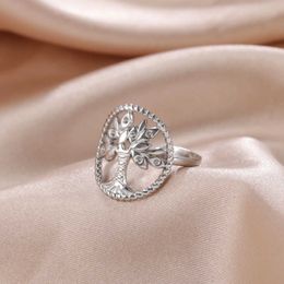 Wedding Rings Skyrim Stainless Steel Tree of Life Ring Gold Color Open Finger Rings 2024 Amulet Jewelry Birthday Gift for Women Men