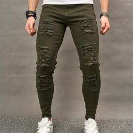 Men's Jeans Men Street Style Holes Skinny Beggar Good Quality Distressed Slim Pencil Denim Pants Male Clothing